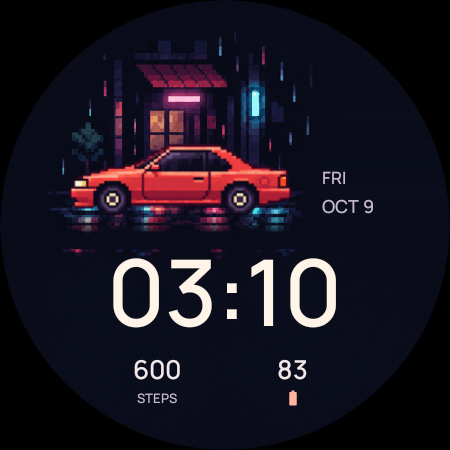 Neon car watch face for Wear OS