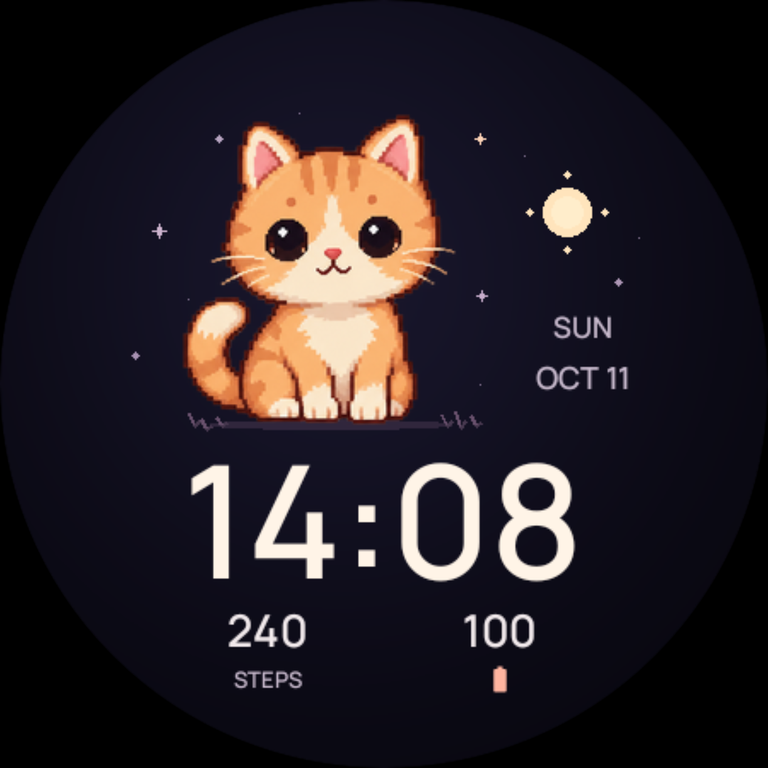 Tiny Cat orange kitten digital watch face